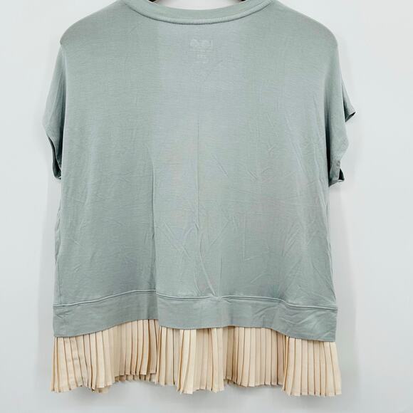 LOGO by Lori Goldstein Drop Shoulder Knit Top Pleated Trim Cap Sleeve XXS 2XS - Picture 5 of 9